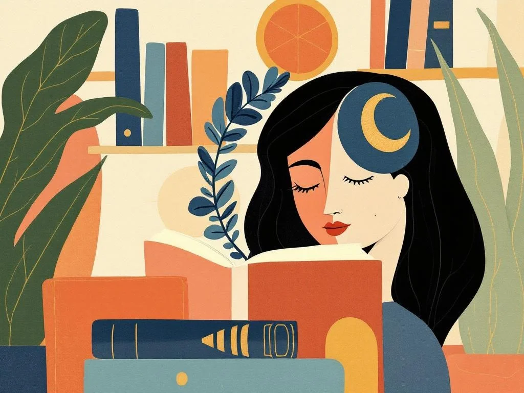 A library shelf, an indexed binder, a writing desk — an editorial publication signal, not a portrait. Line drawing or etching, wine on cream. No figures, no faces.