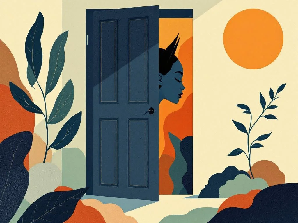 A door slightly ajar in evening light — about to be closed, gently. The signal is closure, not conflict. Editorial.